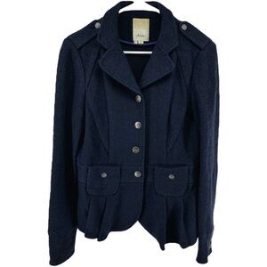 Anthropologie Dark Blue Blazer with Button Accents